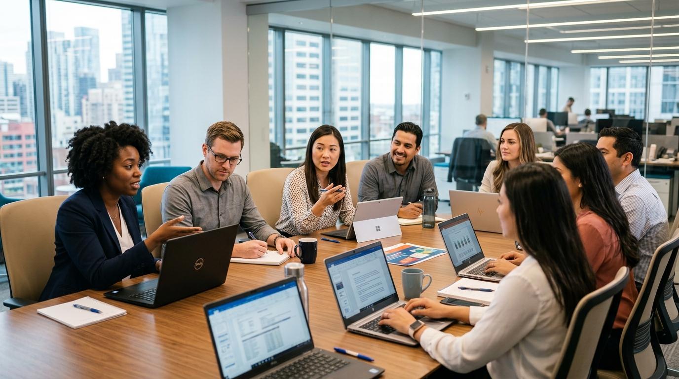Equipo empresarial en capacitación